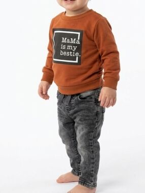 Kids Rust Graphic Sweatshirt Matching Set - 'MaMa is my bestie.'